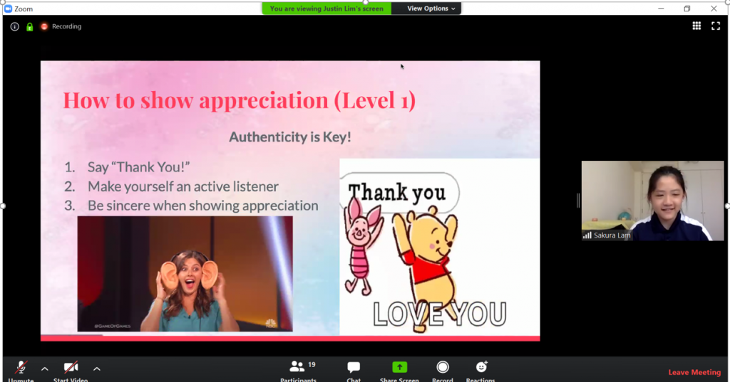 Sakura, a volunteer from CJC shares about Appreciation